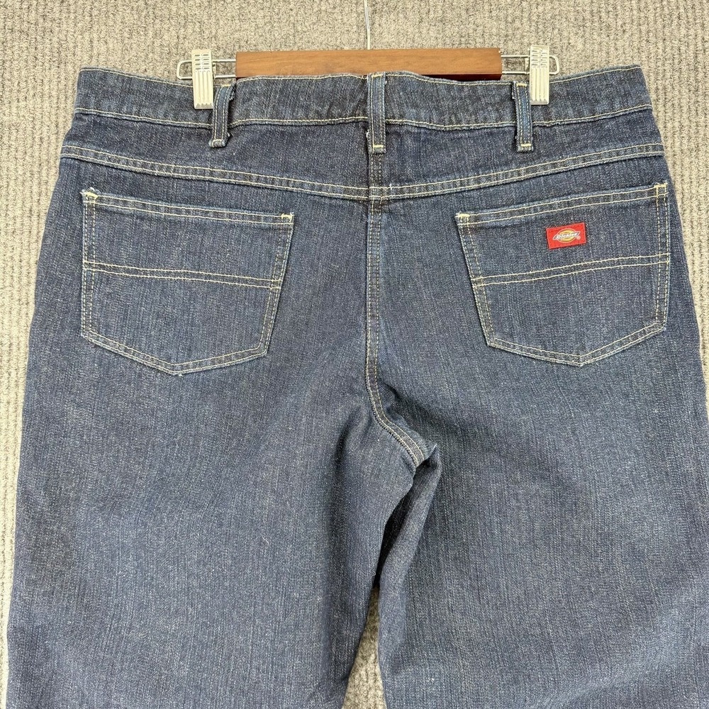 Dickies Flannel Lined Jeans Women 16 Straight Leg Red Plaid Workwear - Picture 6 of 10